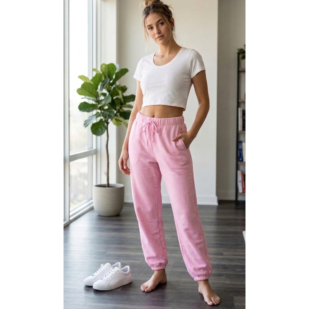 JoyLab Womens Mid Rise Pink fleece Jogger Pants XL NWT Drawstring Athletic